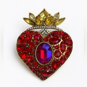 ⚜️❤️‍🔥Heart of Love | Elegant Red and Gold Heart Brooch
